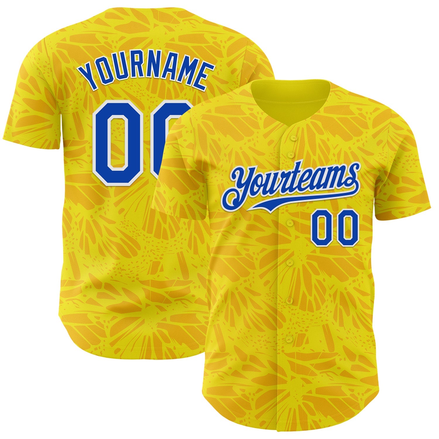 Custom Yellow Thunder Blue-White Colombia Style Authentic Baseball Jersey - Main View