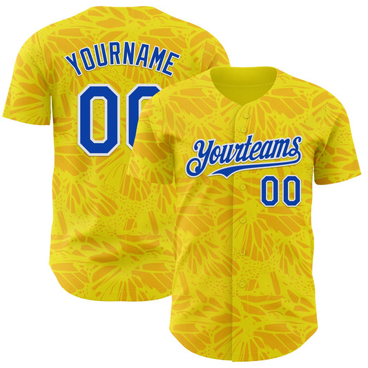 Custom Yellow Thunder Blue-White Colombia Style Authentic Baseball Jersey - Main View