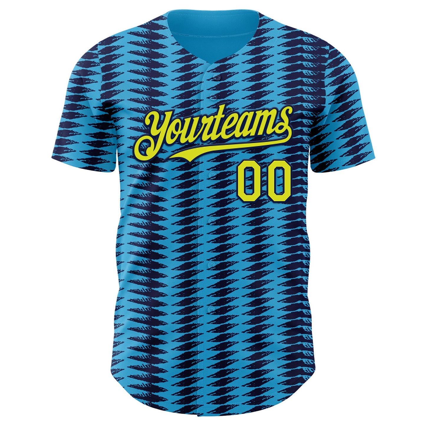 Custom Blue Light Yellow-Navy Colombia Style Authentic Baseball Jersey view 2