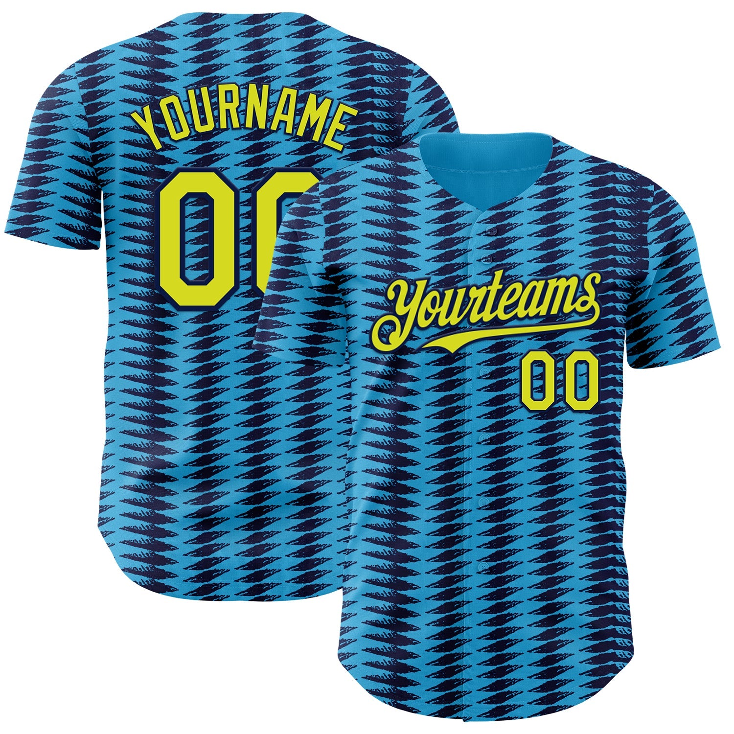 Custom Blue Light Yellow-Navy Colombia Style Authentic Baseball Jersey - Main View