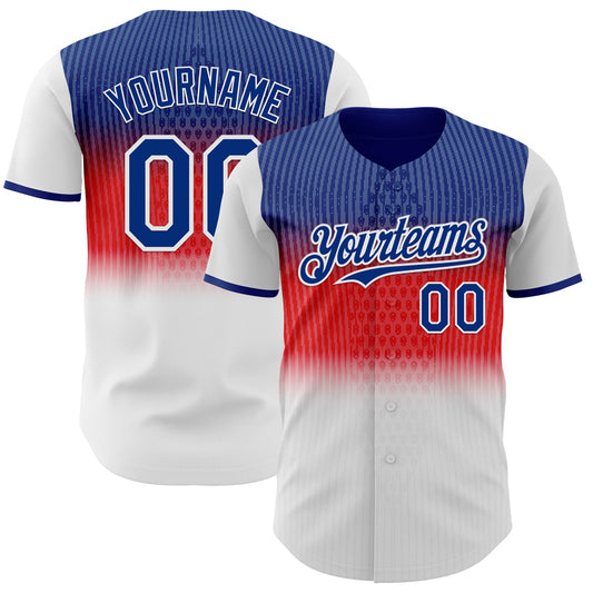Custom Royal Red-White Colombia Style Authentic Baseball Jersey - Main View