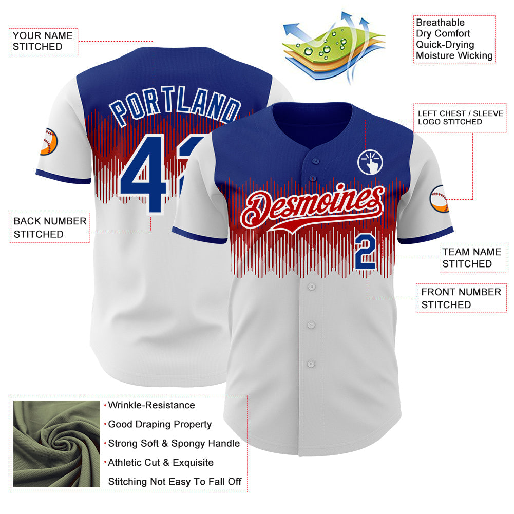 Custom Royal Red-White Colombia Style Authentic Baseball Jersey view 3
