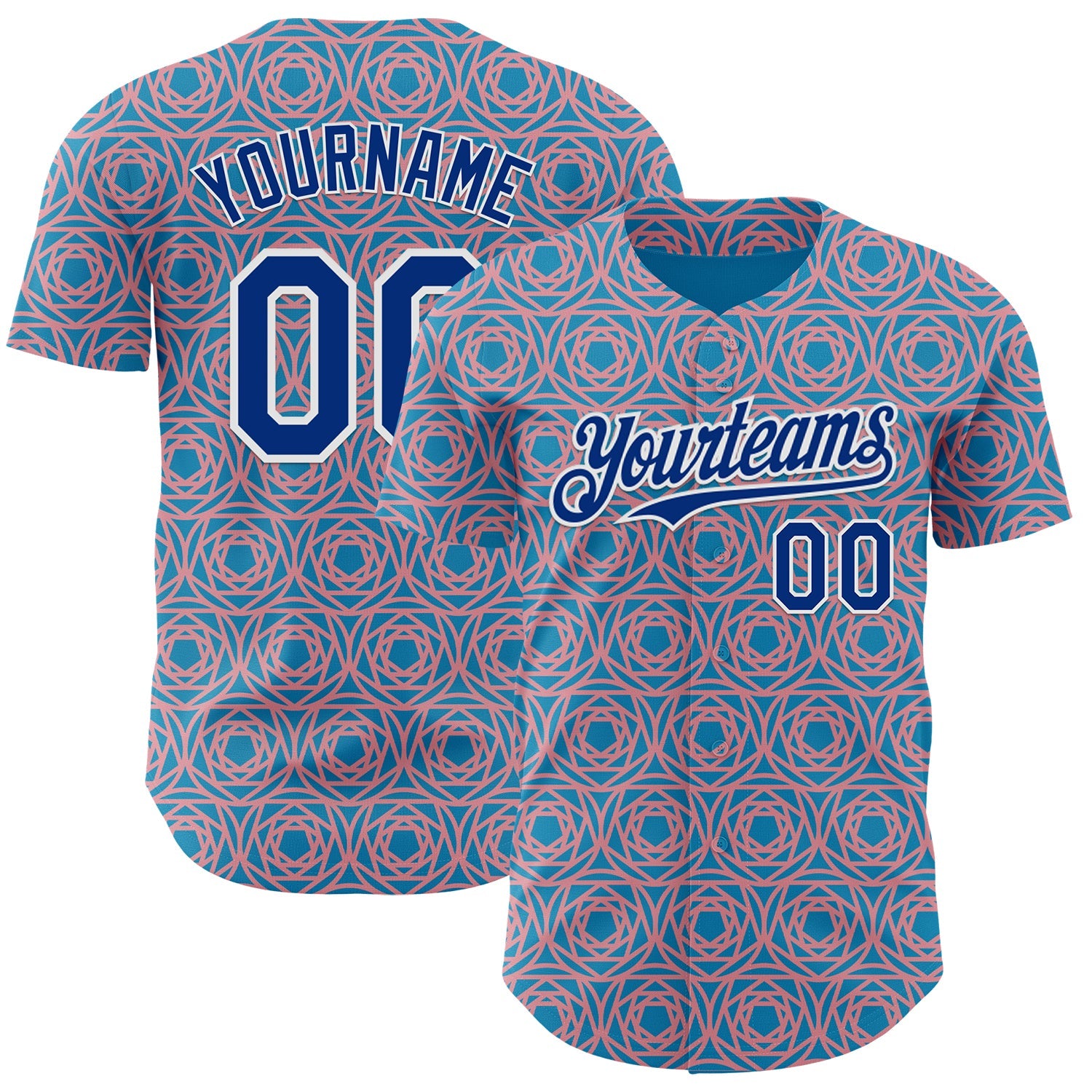 Custom Panther Blue Royal Medium Pink-White Colombia Style Authentic Baseball Jersey - Main View