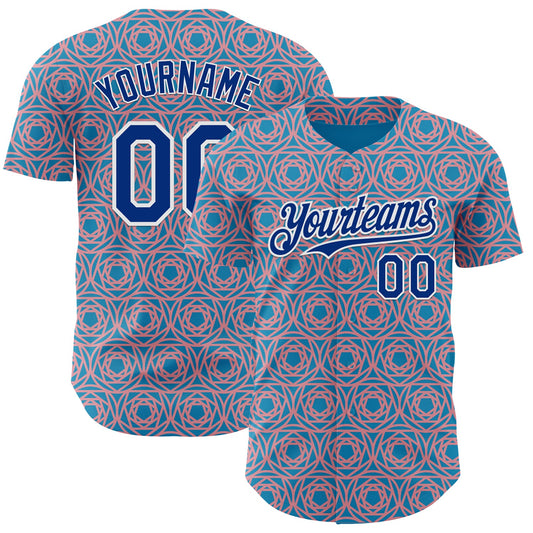 Custom Panther Blue Royal Medium Pink-White Colombia Style Authentic Baseball Jersey - Main View