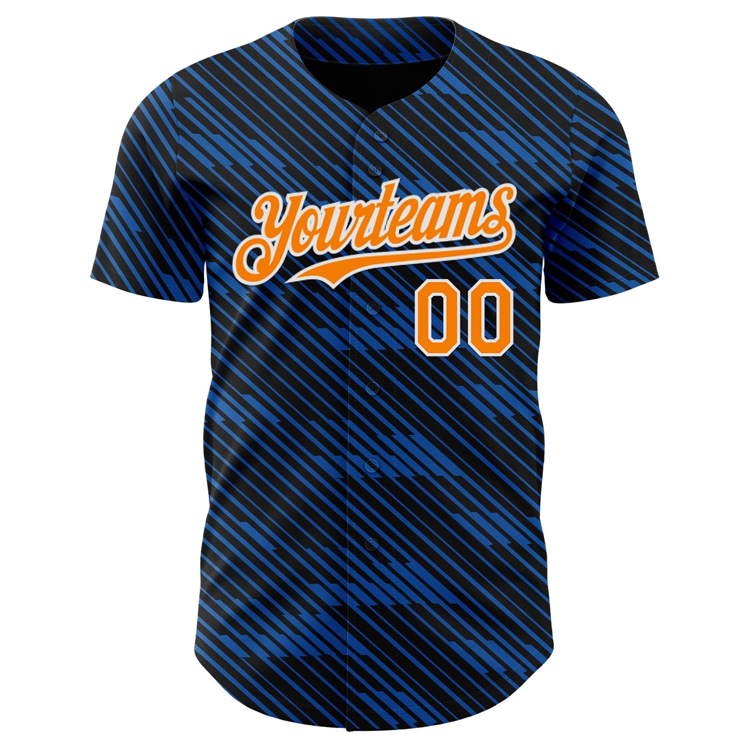 Custom Black Bay Orange Royal-White France Style Authentic Baseball Jersey view 2