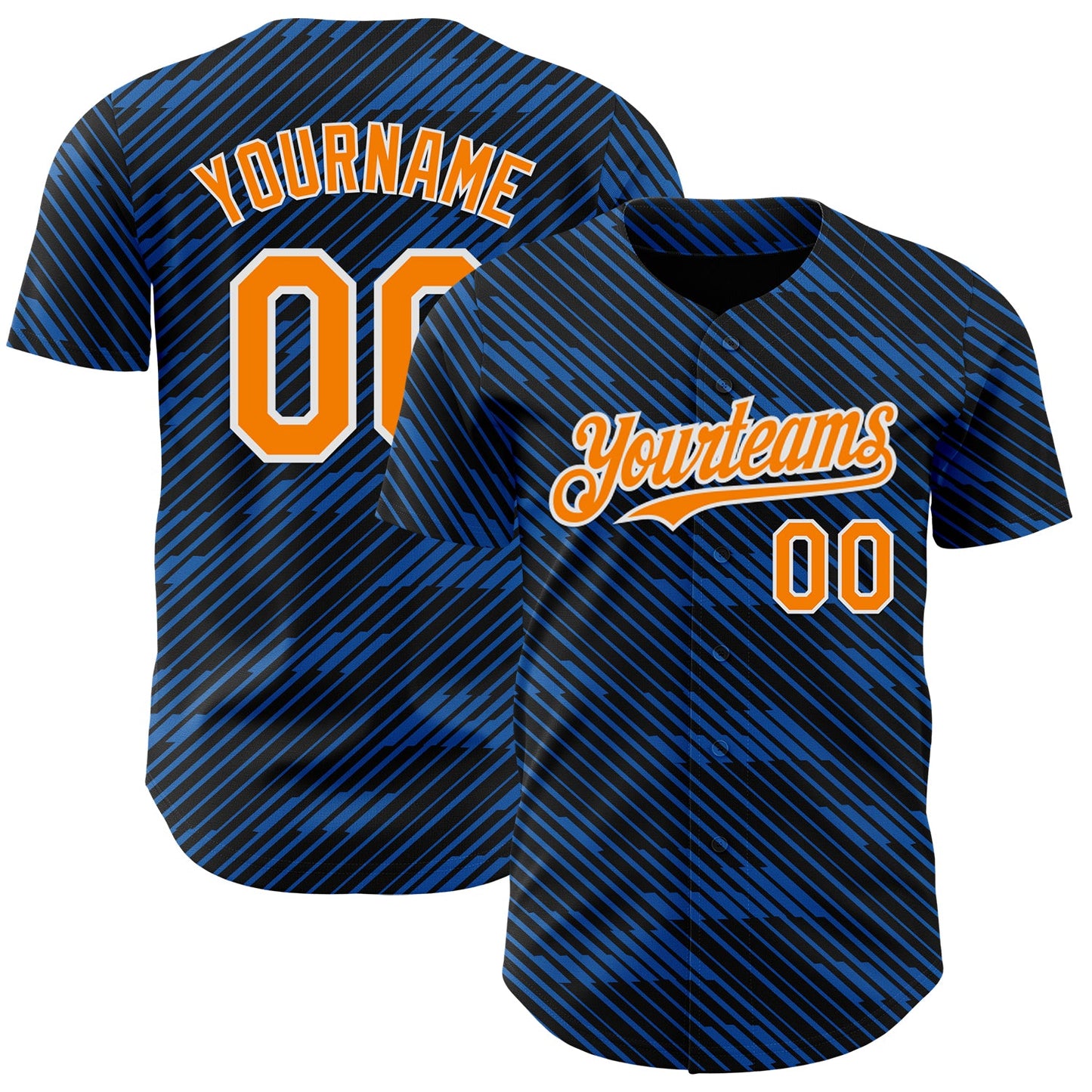 Custom Black Bay Orange Royal-White France Style Authentic Baseball Jersey - Main View