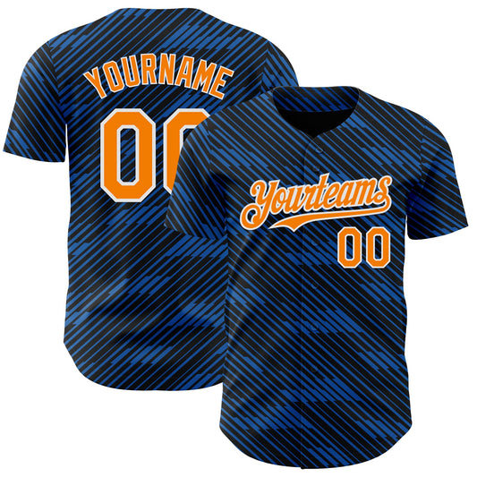 Custom Black Bay Orange Royal-White France Style Authentic Baseball Jersey - Main View