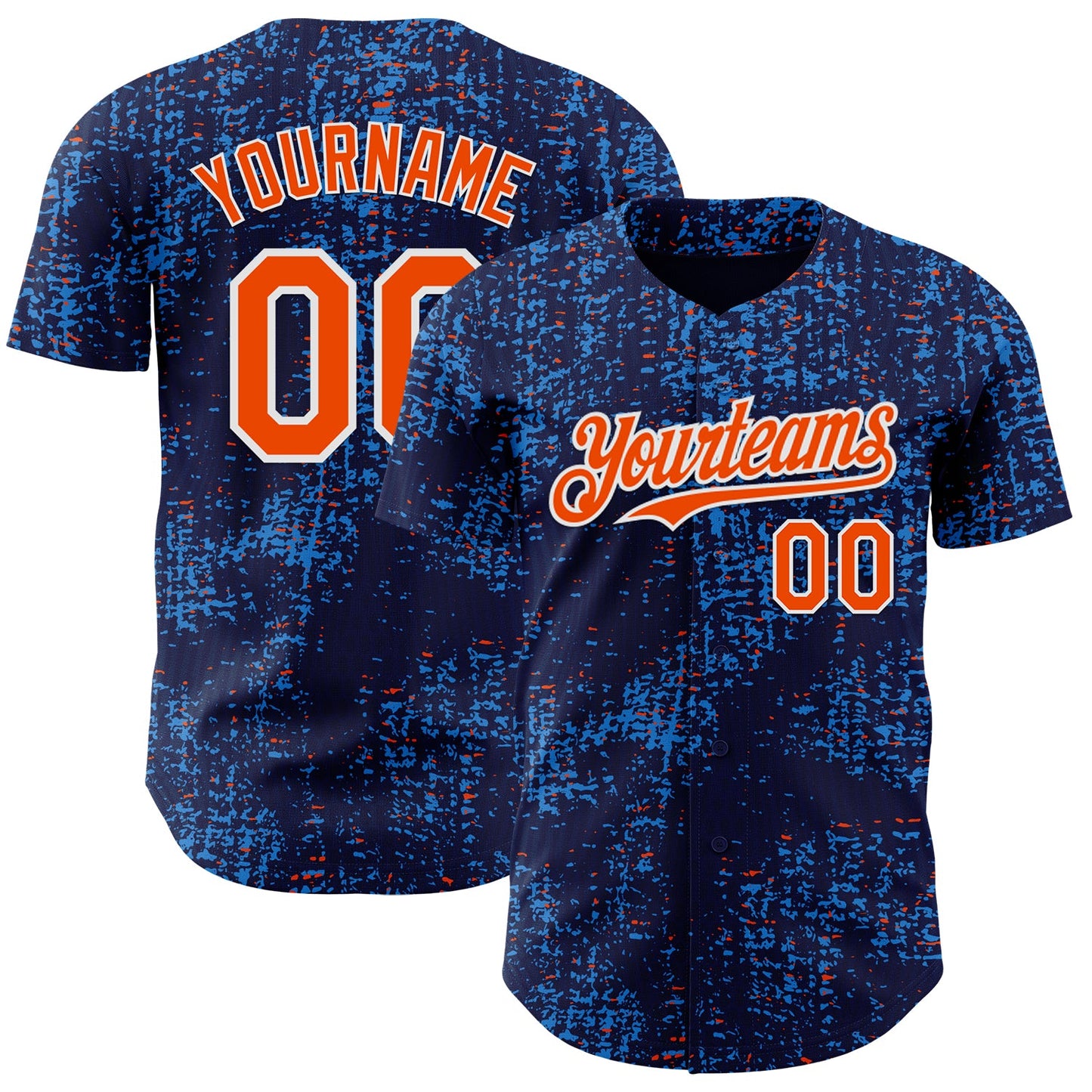 Custom Navy Orange Blue-White France Style Authentic Baseball Jersey - Main View