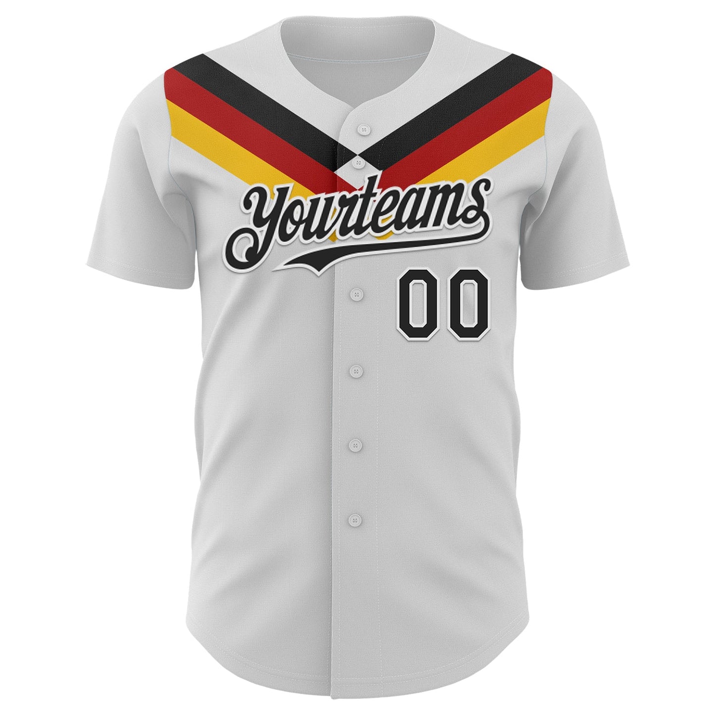 Custom White Black Red-Yellow Germany Style Authentic Baseball Jersey view 2