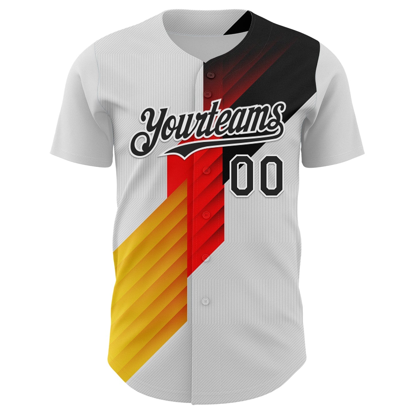 Custom White Black Red-Yellow Germany Style Authentic Baseball Jersey view 2