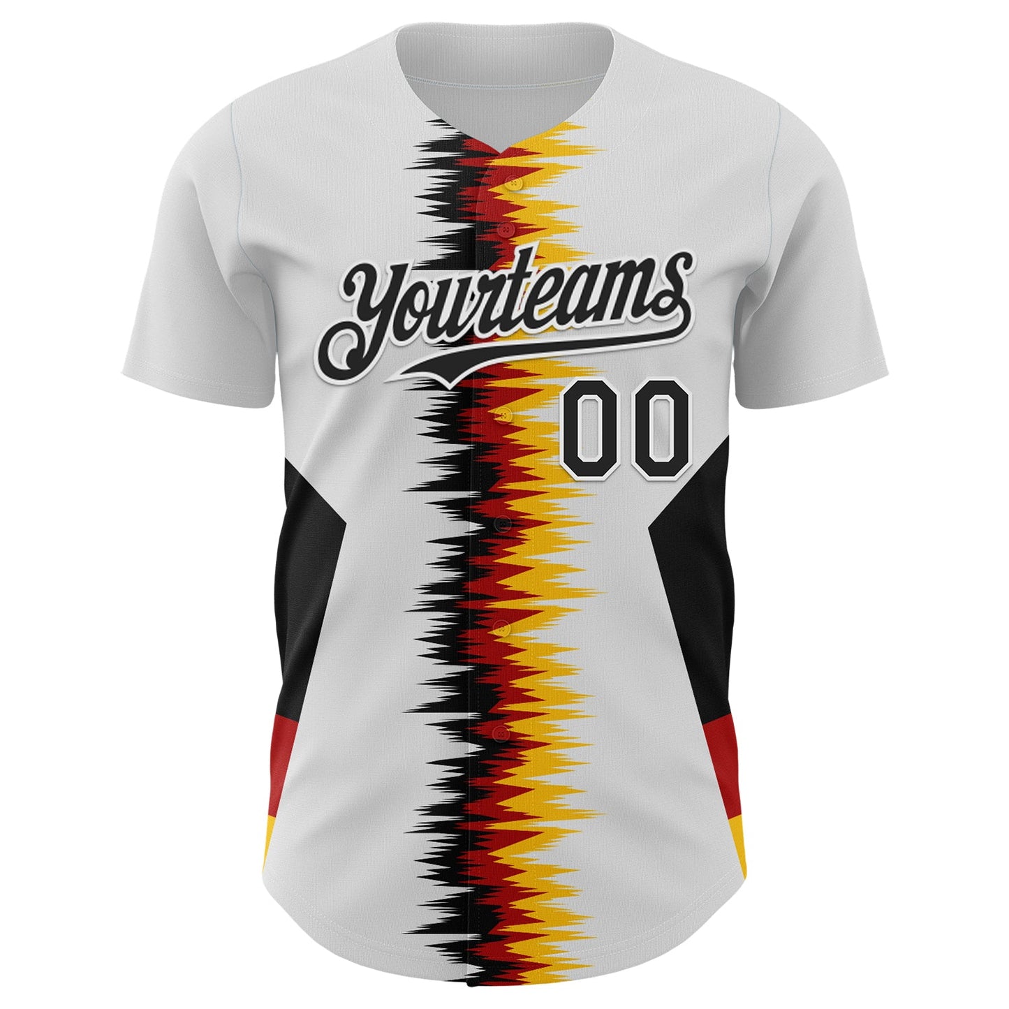 Custom White Black Red-Yellow Germany Style Authentic Baseball Jersey view 2