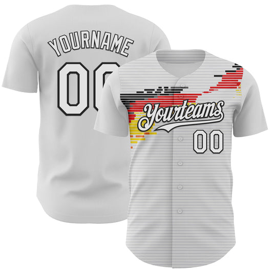 Custom White Red Yellow-Black Germany Style Authentic Baseball Jersey - Main View