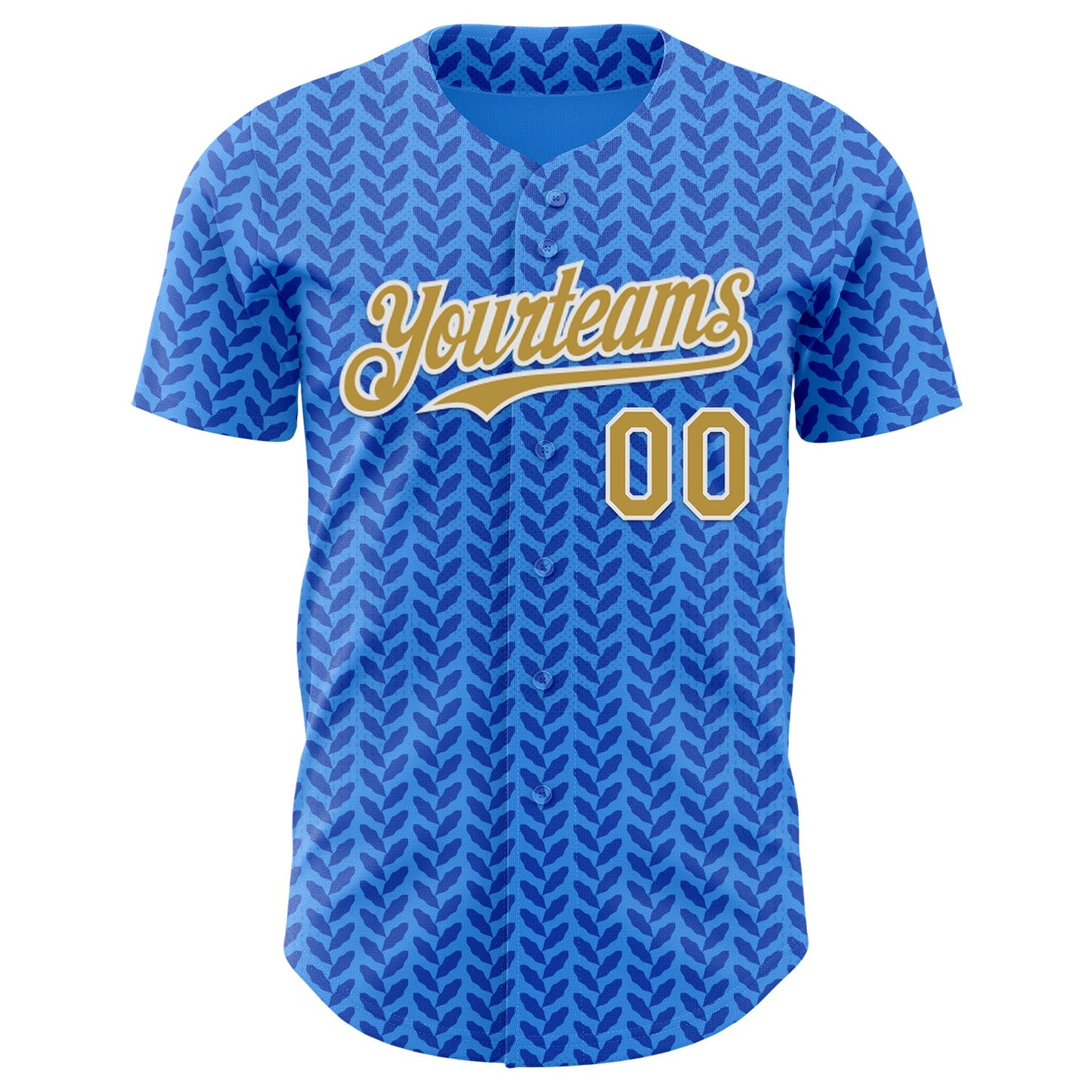 Custom Blue Old Gold-White Italy Style Authentic Baseball Jersey view 2