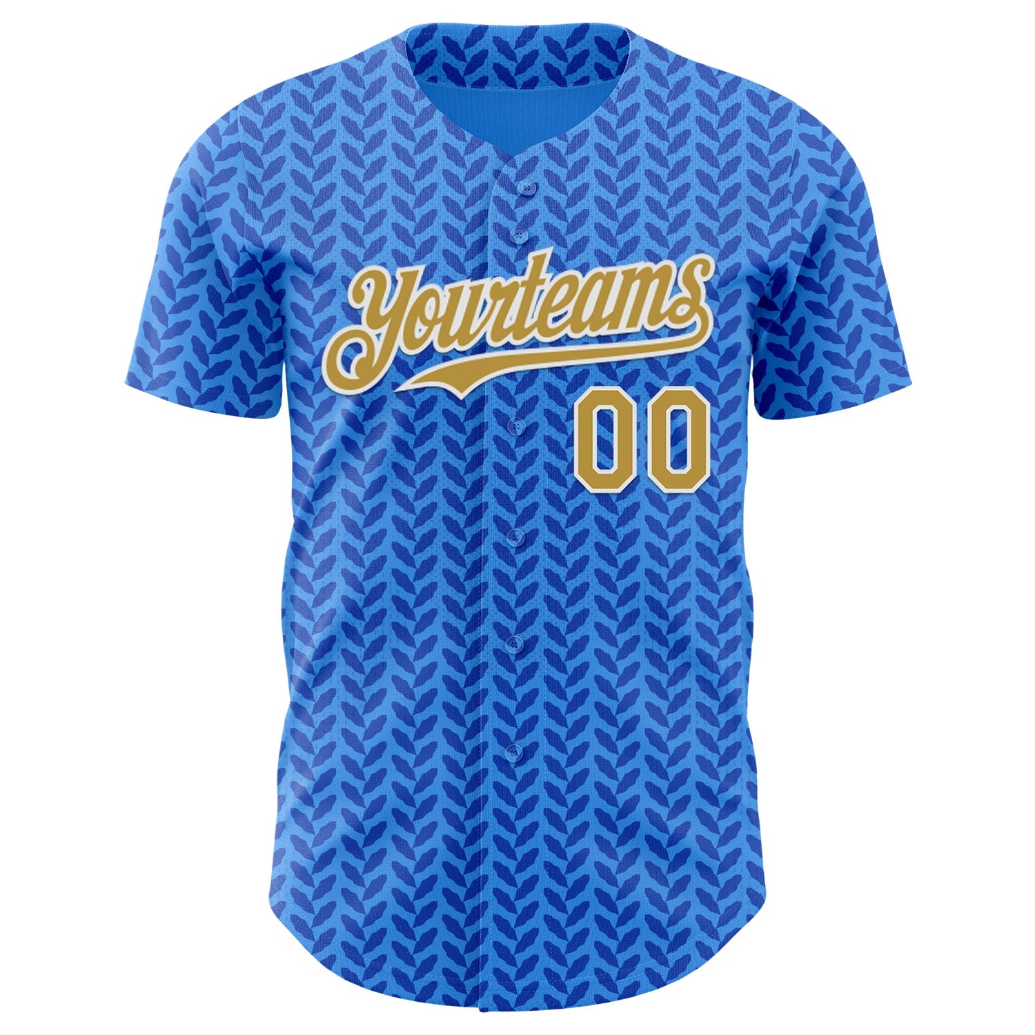 Custom Blue Old Gold-White Italy Style Authentic Baseball Jersey view 2