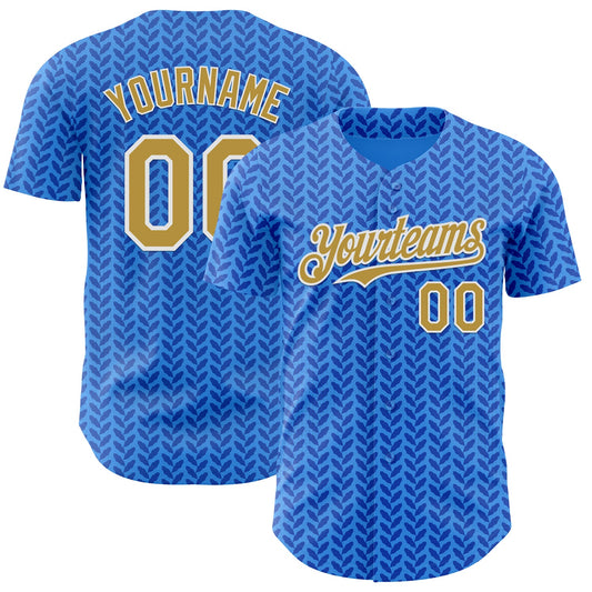 Custom Blue Old Gold-White Italy Style Authentic Baseball Jersey - Main View