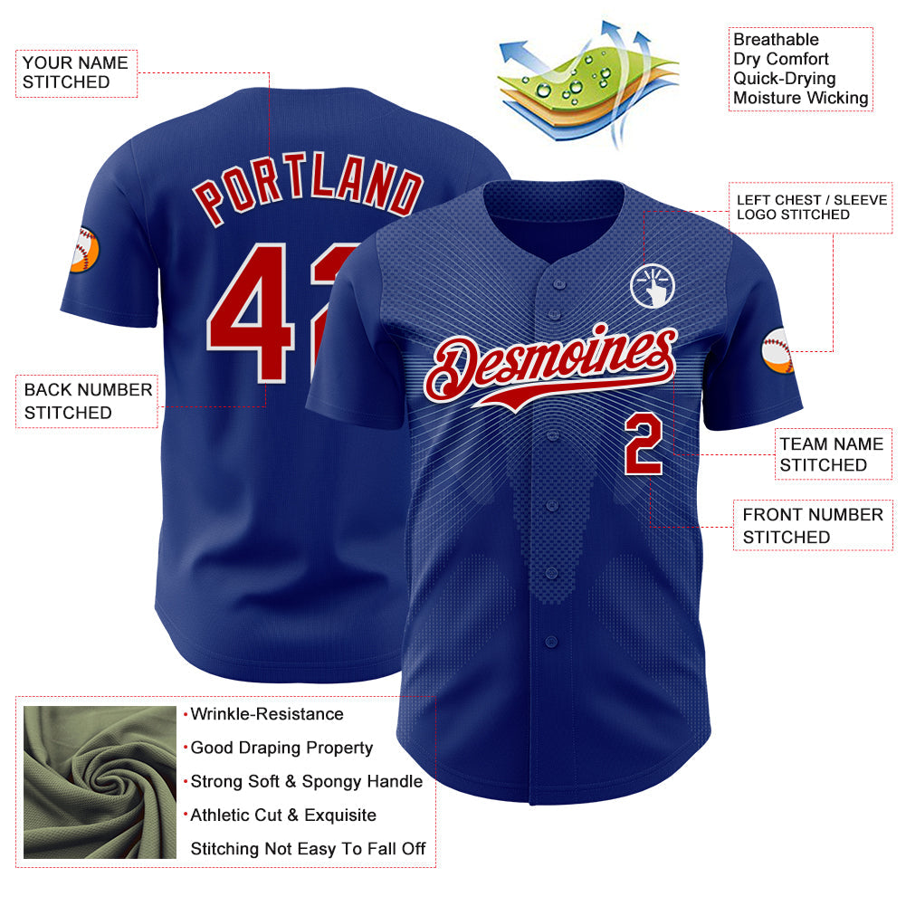Custom Royal Red-White Japan Style Authentic Baseball Jersey view 3