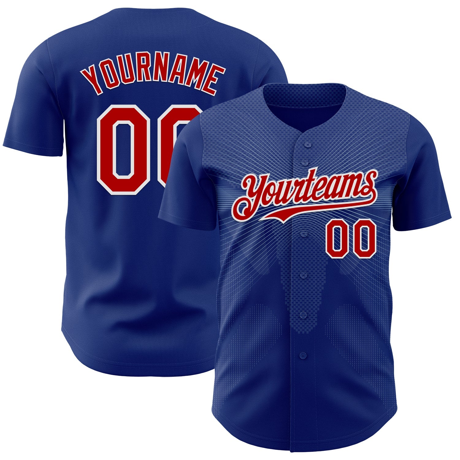 Custom Royal Red-White Japan Style Authentic Baseball Jersey - Main View