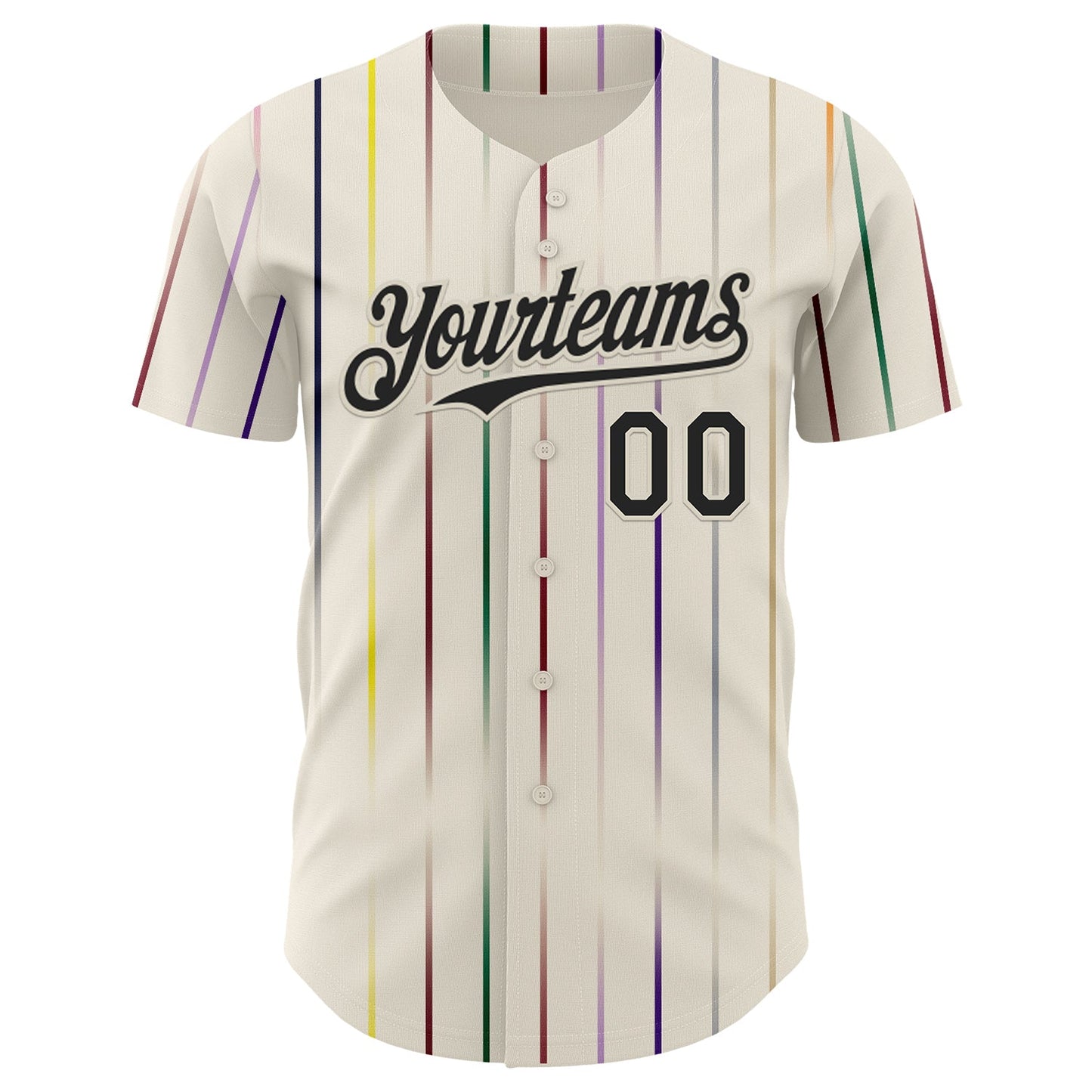 Custom Cream-Black Japan Style Authentic Baseball Jersey view 2