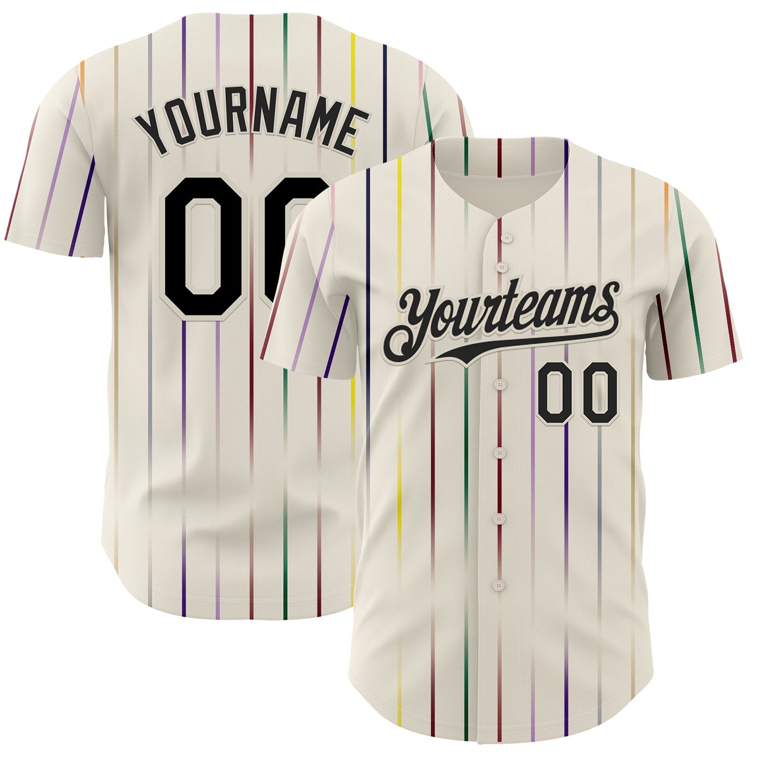 Custom Cream-Black Japan Style Authentic Baseball Jersey - Main View