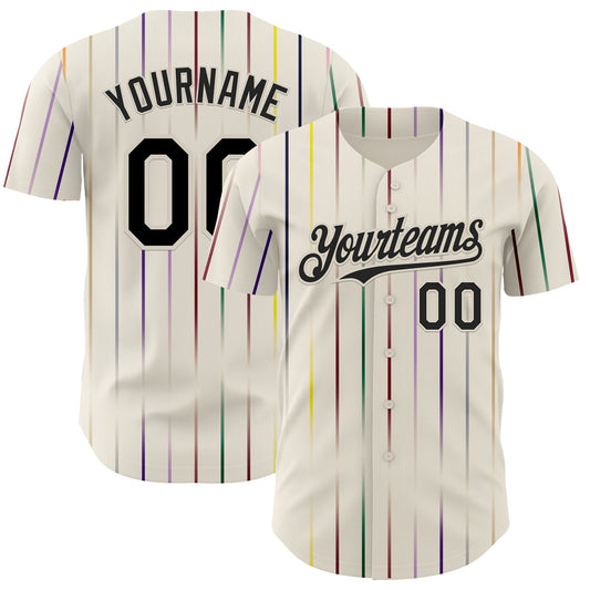 Custom Cream-Black Japan Style Authentic Baseball Jersey - Main View
