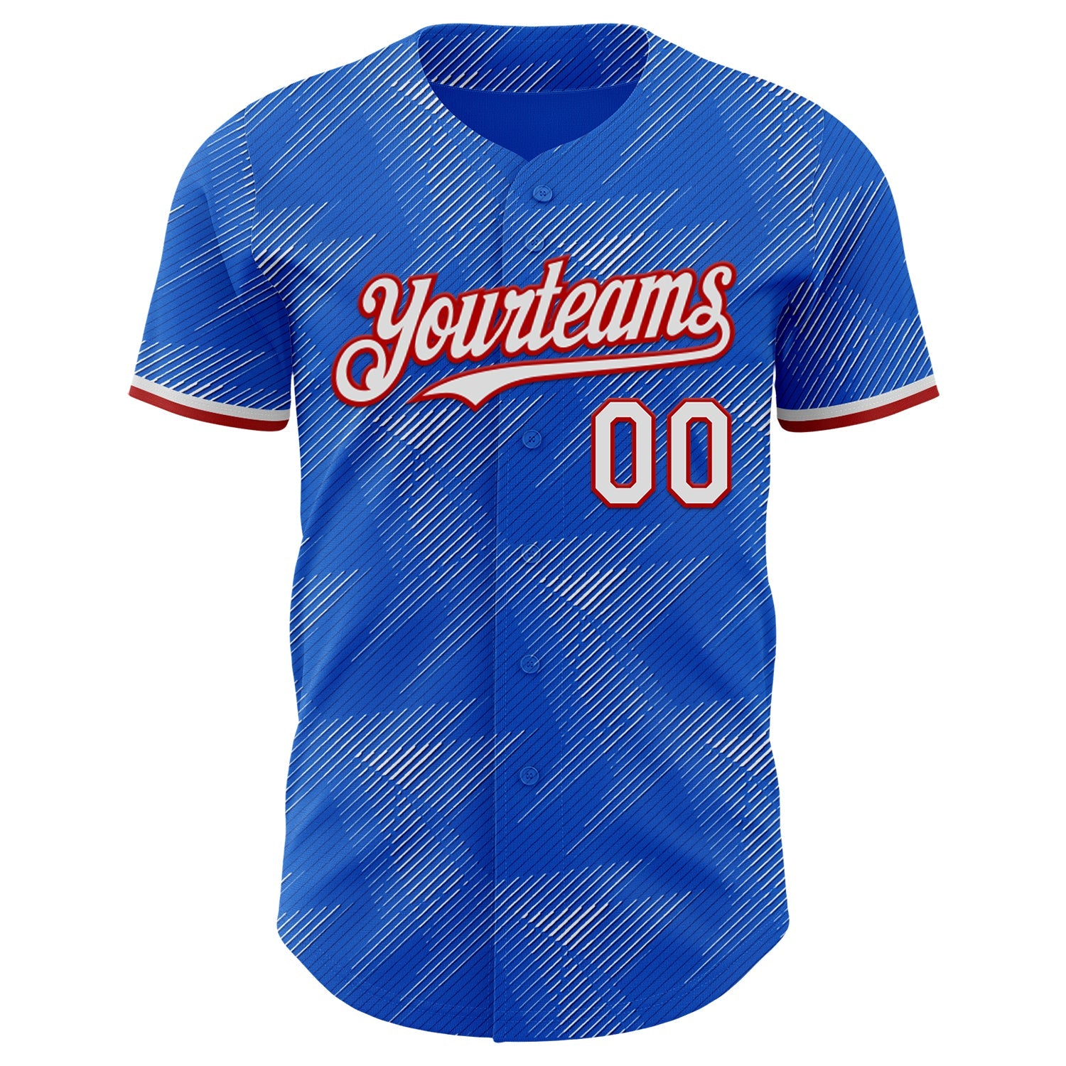 Custom Blue White-Red Japan Style Authentic Baseball Jersey view 2