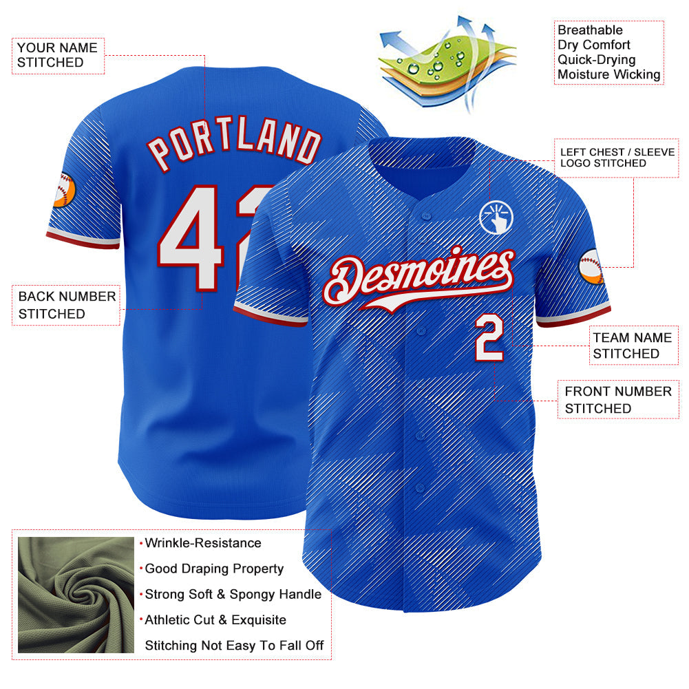 Custom Blue White-Red Japan Style Authentic Baseball Jersey view 3