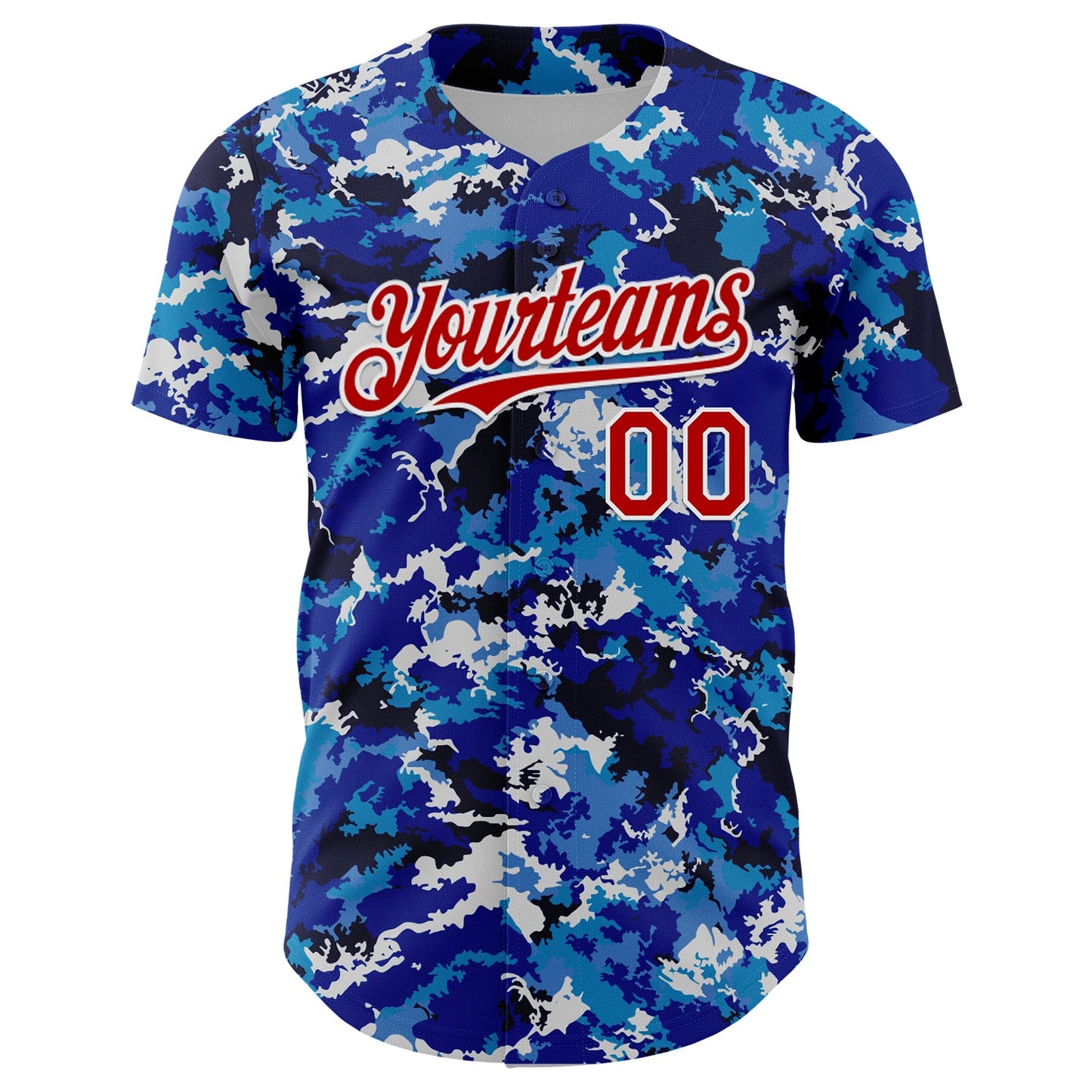 Custom Blue Red-White Japan Style Authentic Baseball Jersey view 2