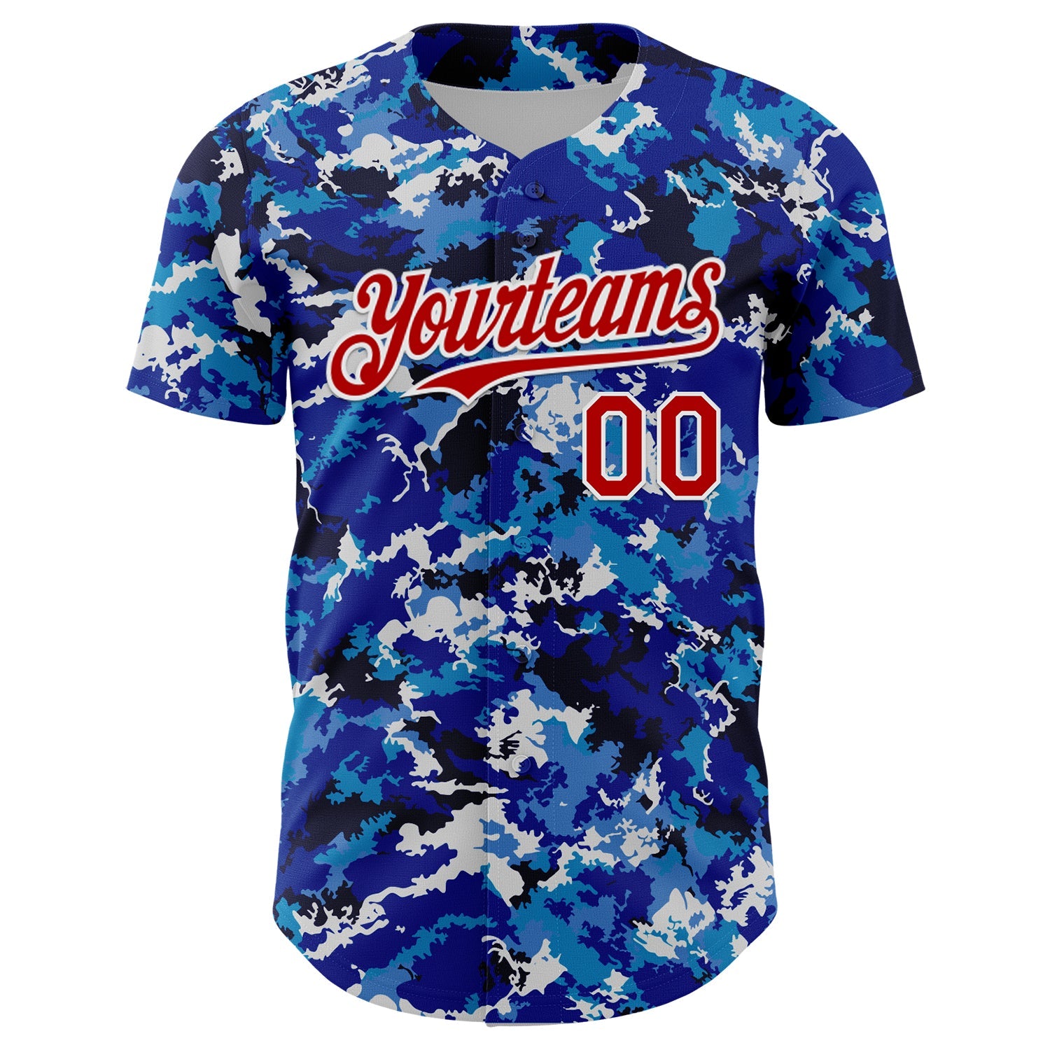 Custom Blue Red-White Japan Style Authentic Baseball Jersey view 2