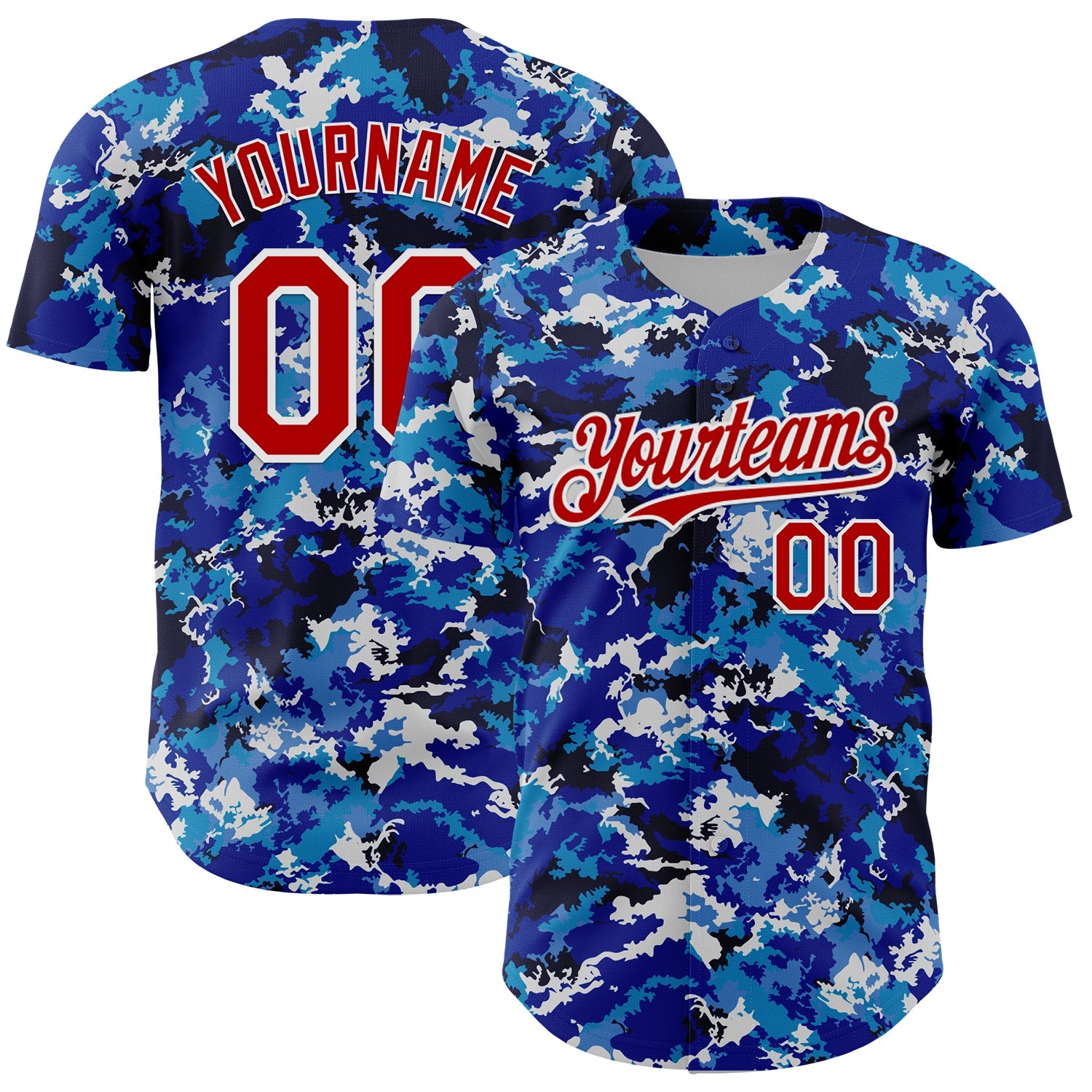 Custom Blue Red-White Japan Style Authentic Baseball Jersey - Main View