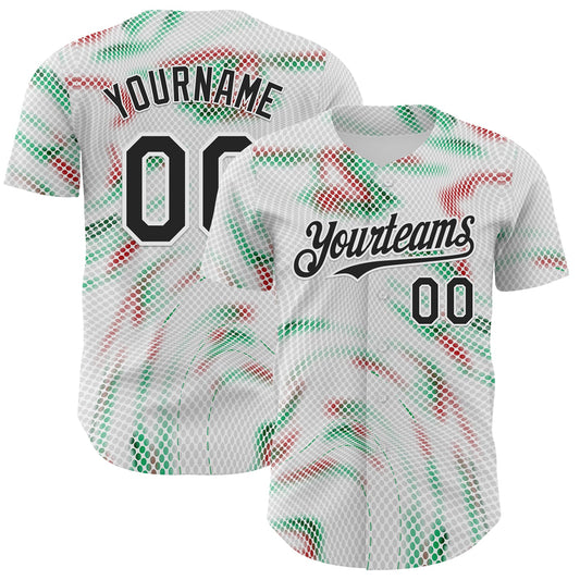 Custom White Black Green-Red Portugal Style Authentic Baseball Jersey - Main View