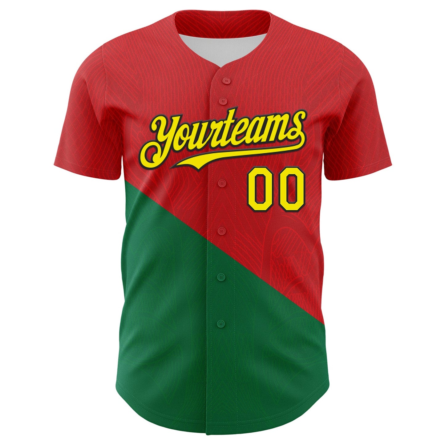 Custom Red Light Yellow Green-Black Portugal Style Authentic Baseball Jersey view 2