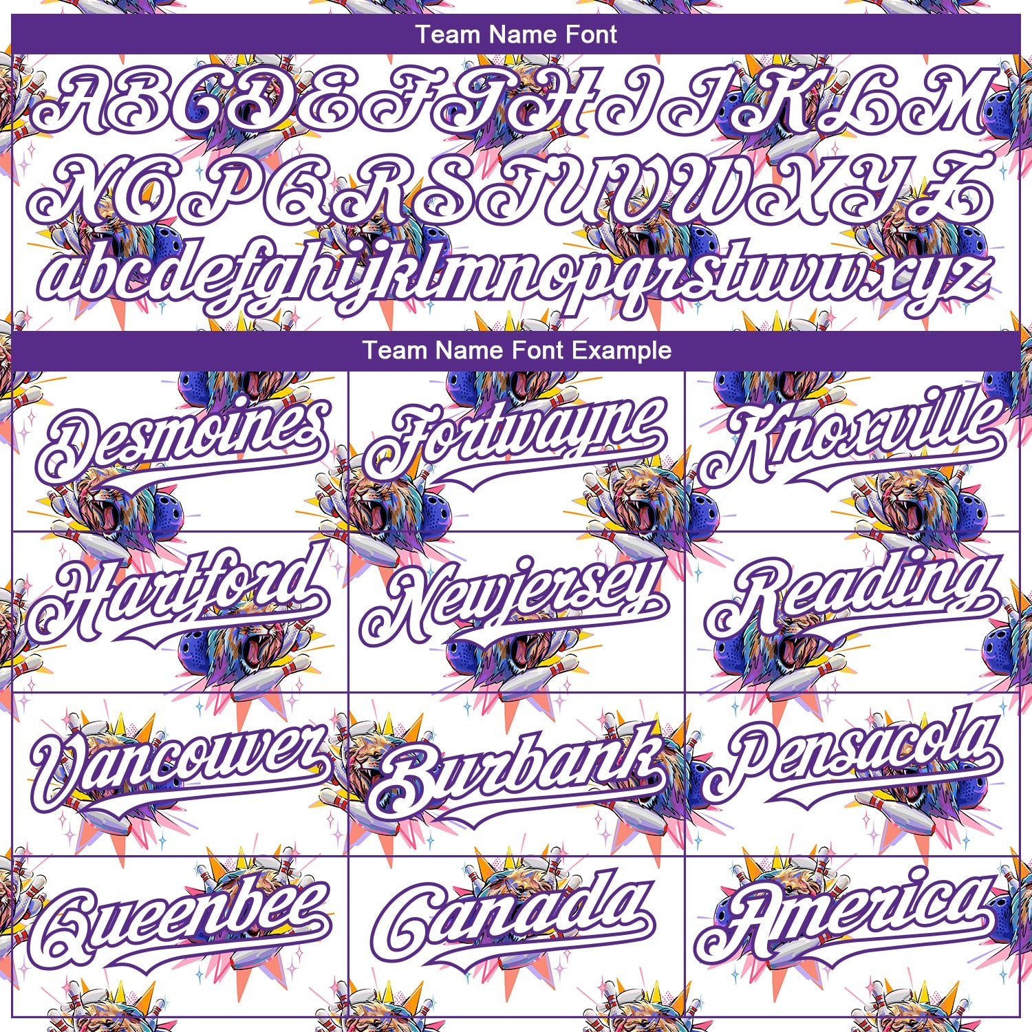 Custom White Purple 3D Pattern Design Growling Lion Among The Bowling Authentic Baseball Jersey view 4