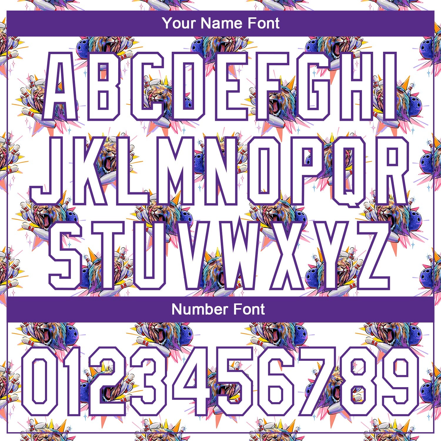 Custom White Purple 3D Pattern Design Growling Lion Among The Bowling Authentic Baseball Jersey view 5