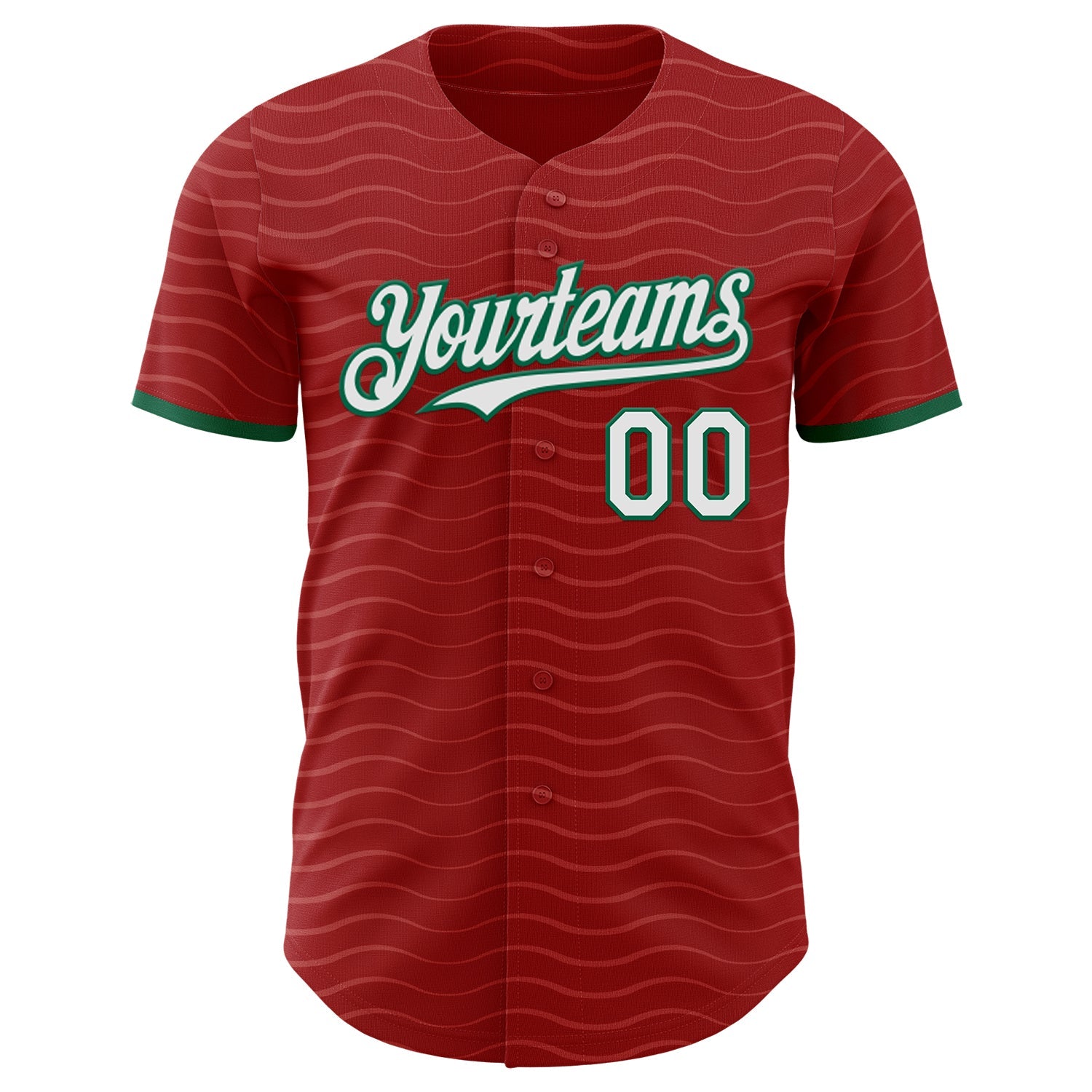 Custom Red White-Kelly Green Portugal Style Authentic Baseball Jersey view 2