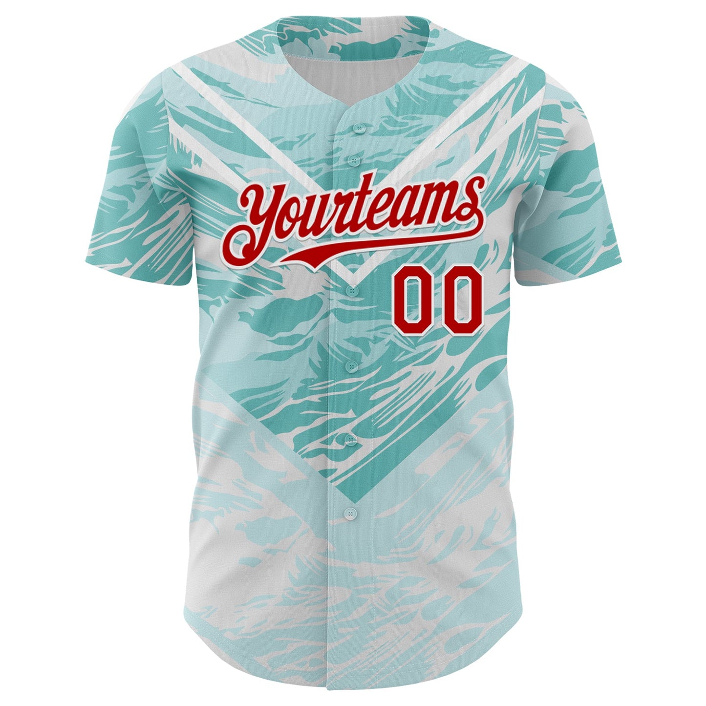 Custom Ice Blue Red-White Portugal Style Authentic Baseball Jersey view 2