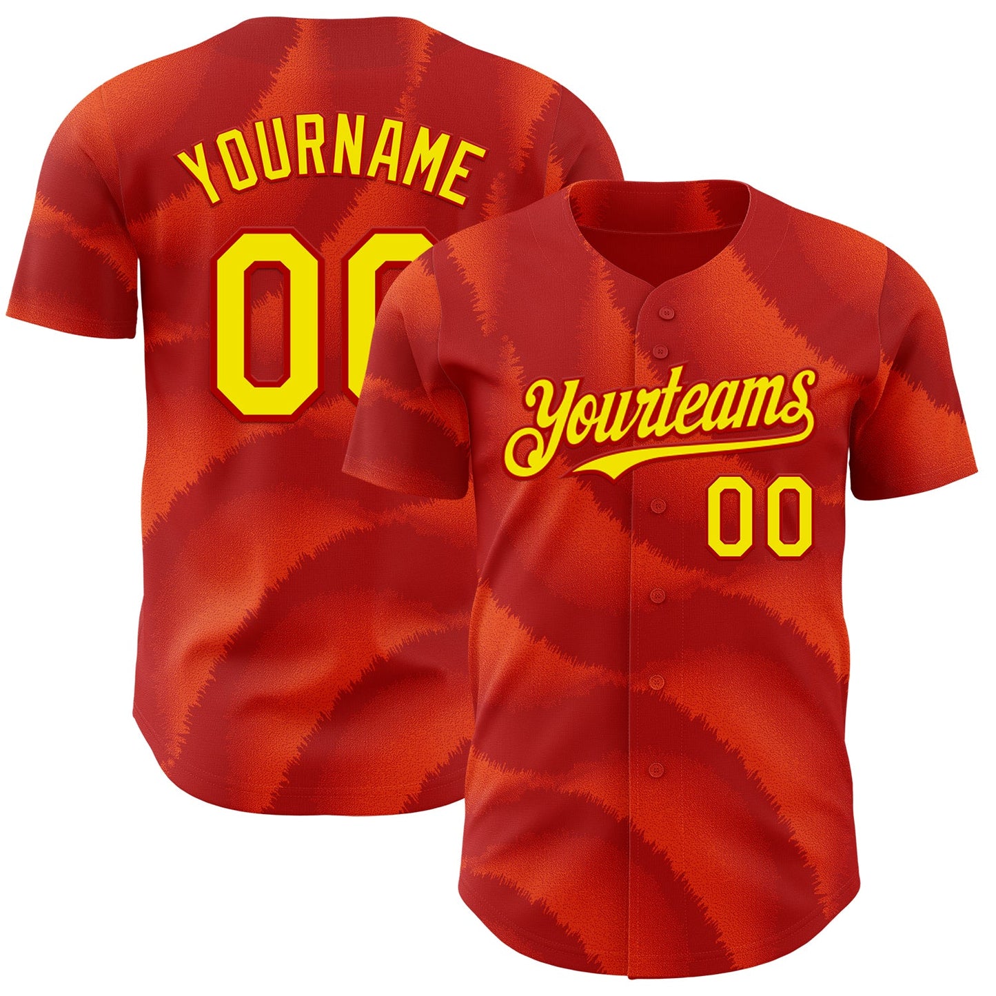 Custom Red-Light Yellow Spain Style Authentic Baseball Jersey - Main View