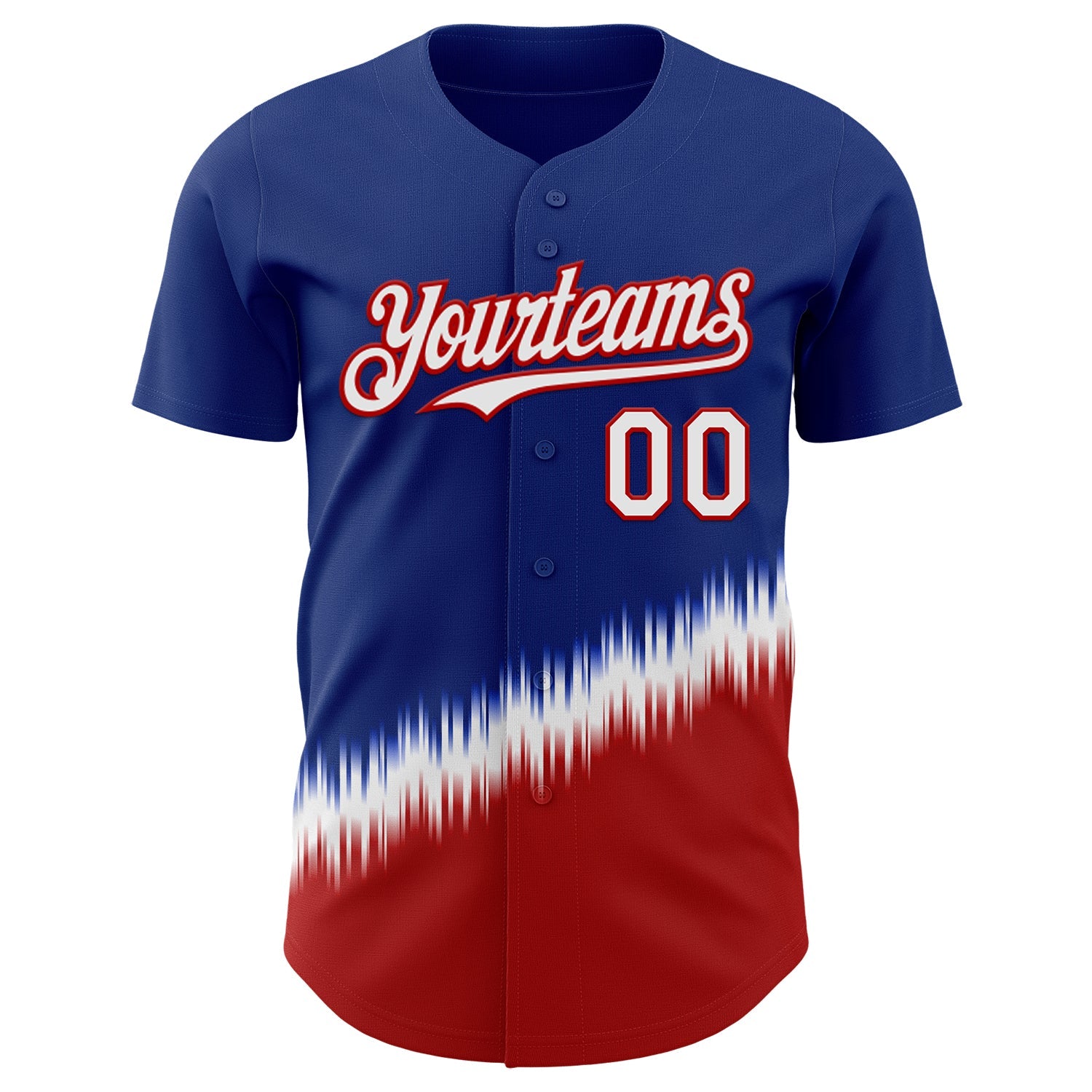 Custom Royal White-Red USA Style Authentic Baseball Jersey view 2