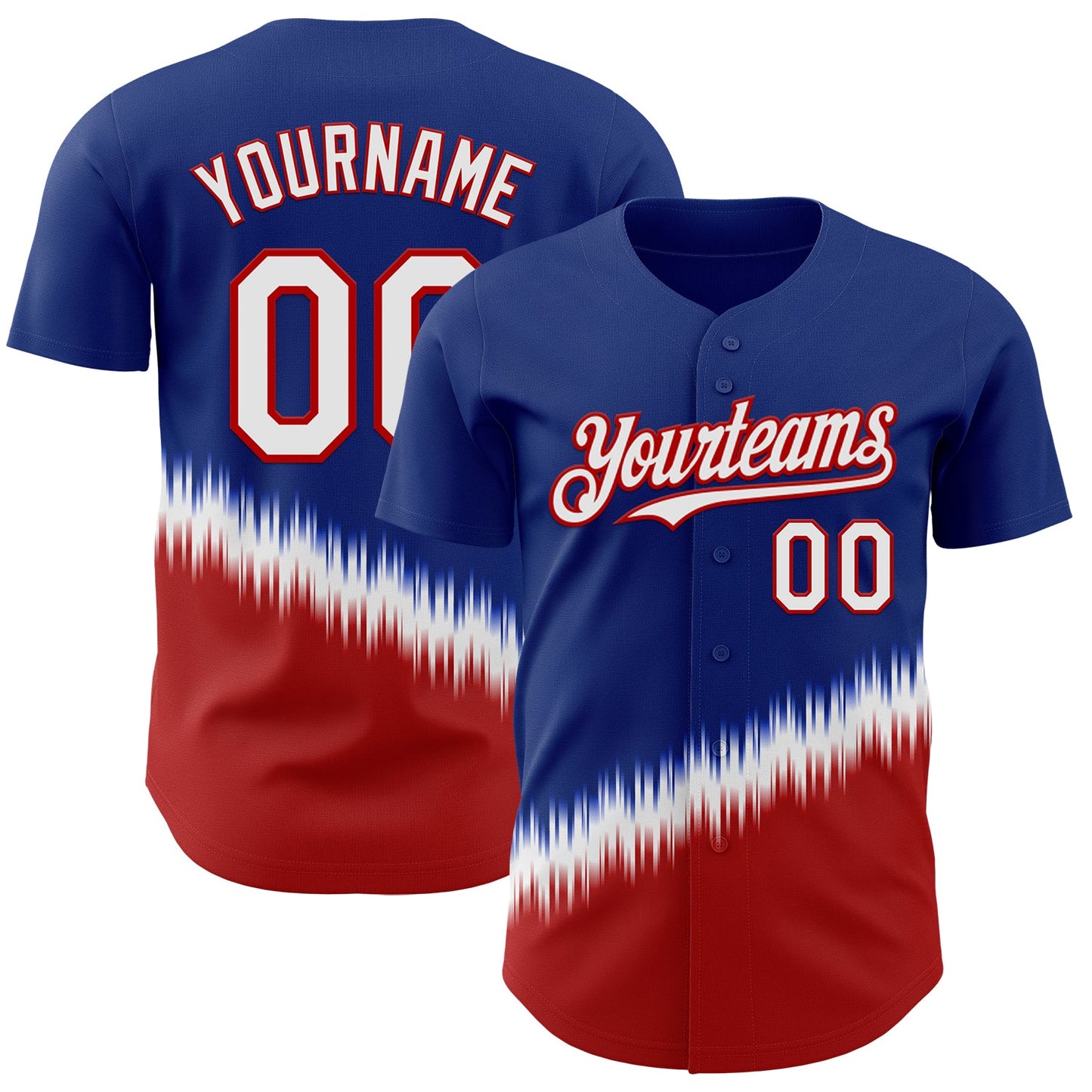 Custom Royal White-Red USA Style Authentic Baseball Jersey - Main View