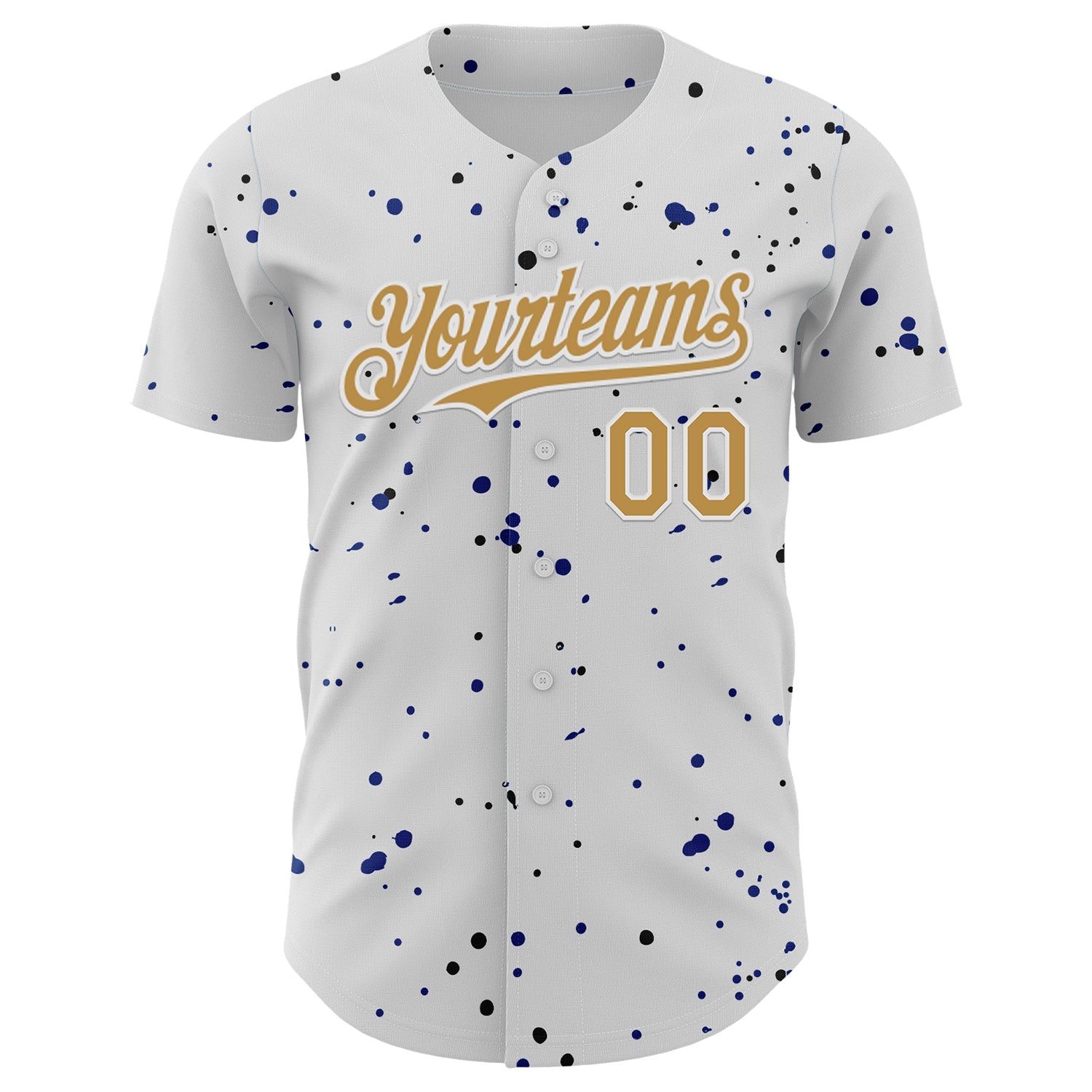 Custom White Old Gold Royal-Black USA Style Authentic Baseball Jersey view 2