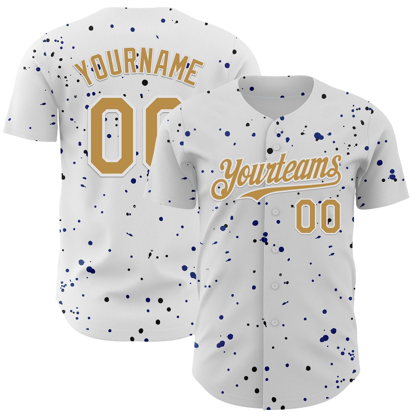Custom White Old Gold Royal-Black USA Style Authentic Baseball Jersey - Main View