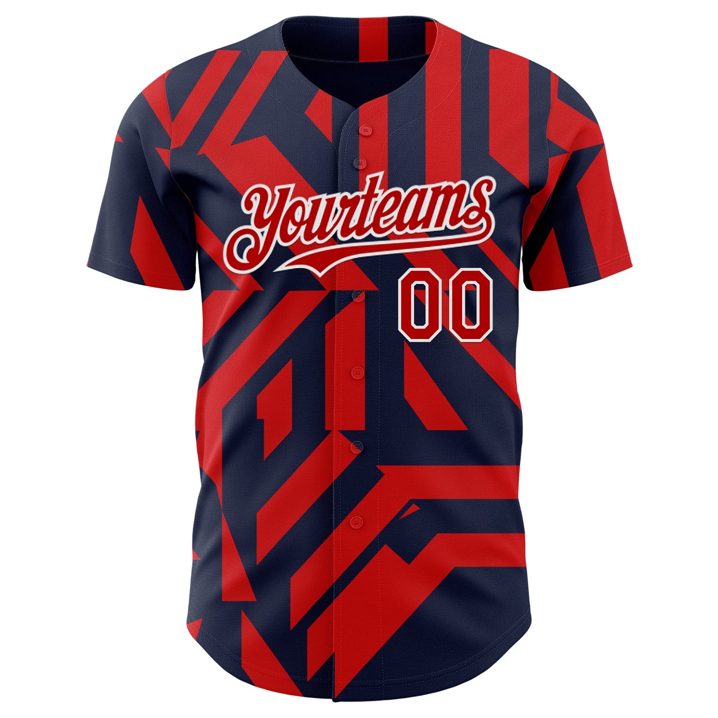 Custom Navy Red-White USA Style Authentic Baseball Jersey view 2