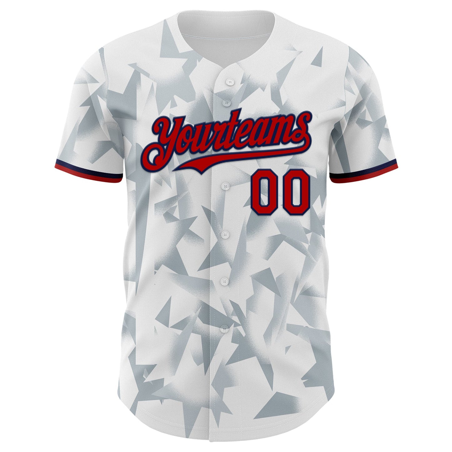 Custom White Red Silver-Navy USA Style Authentic Baseball Jersey view 2