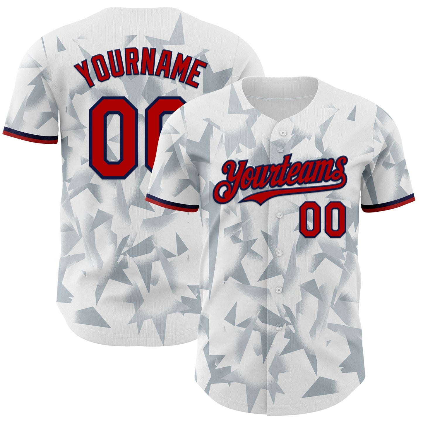 Custom White Red Silver-Navy USA Style Authentic Baseball Jersey - Main View