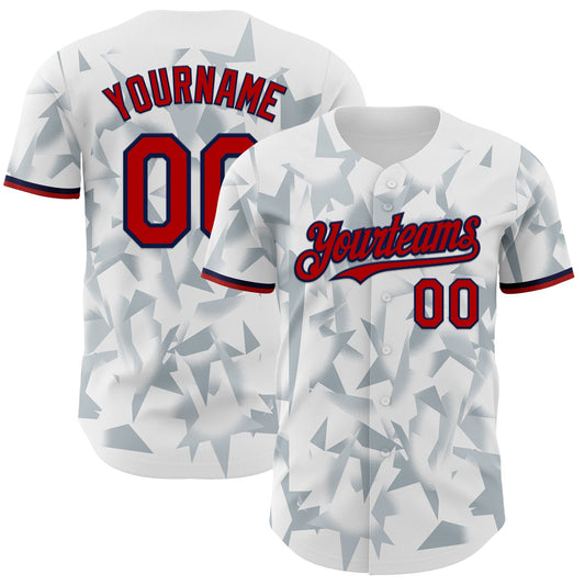 Custom White Red Silver-Navy USA Style Authentic Baseball Jersey - Main View