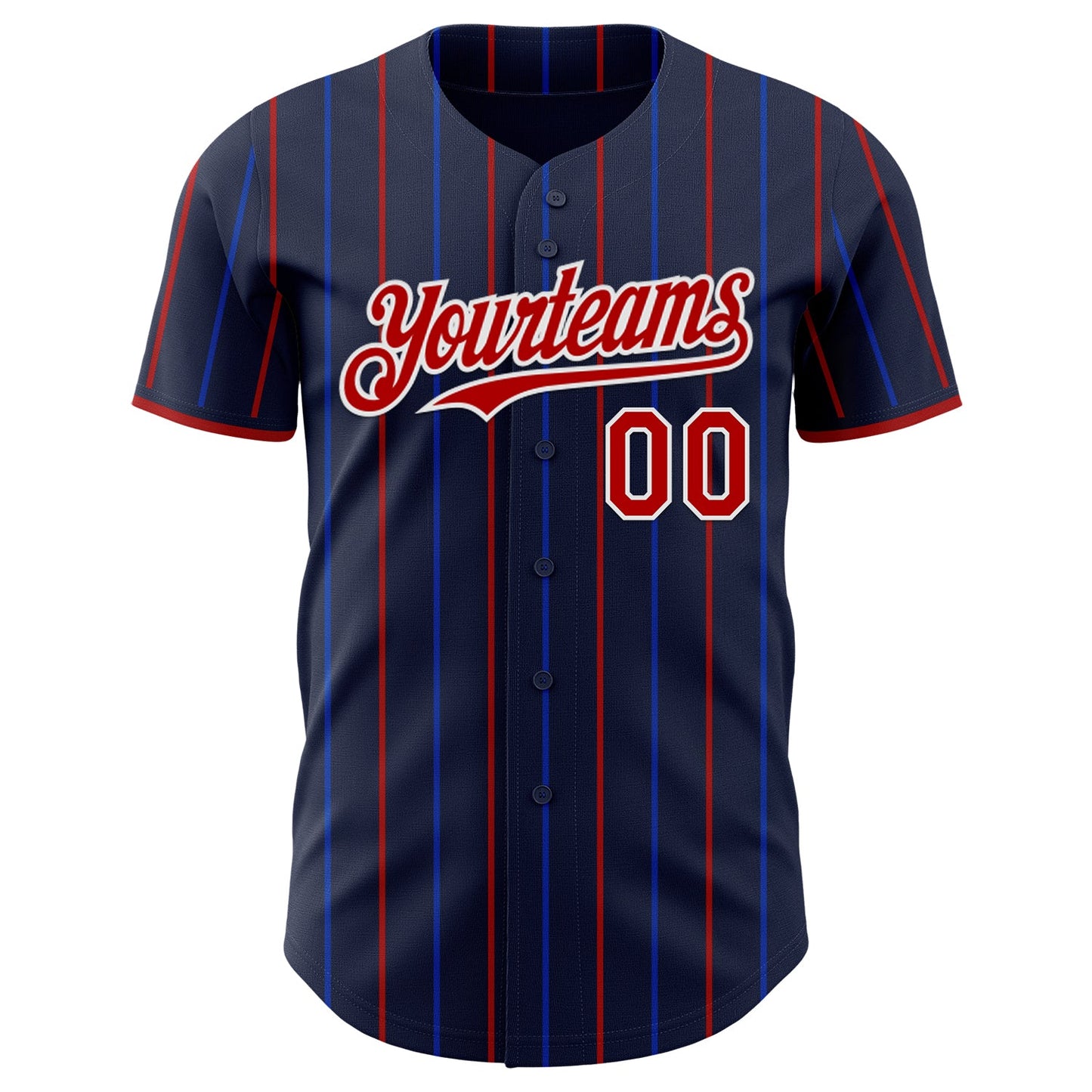 Custom Navy Red Blue-White USA Style Authentic Baseball Jersey view 2