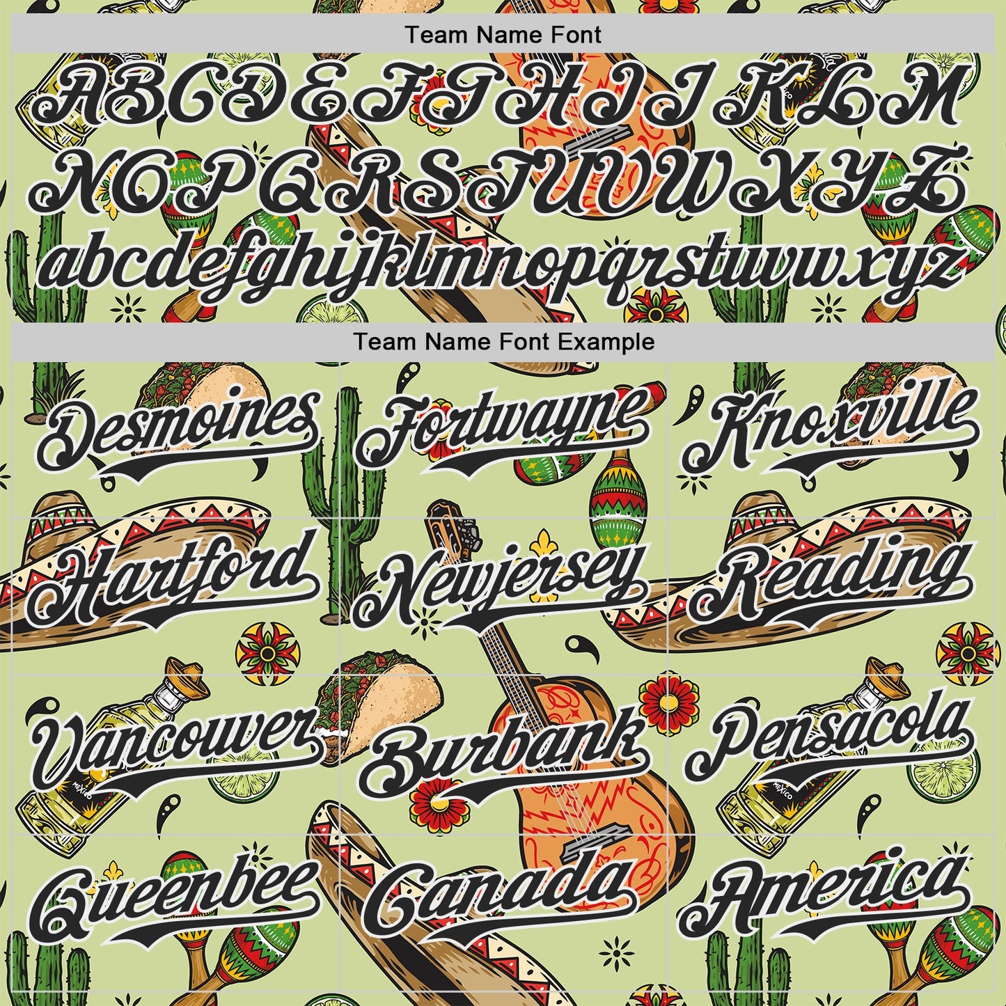 Custom Green Black-White Cinco de Mayo Fiesta Mexican Folk Art Guitar Cactus Taco Authentic Baseball Jersey view 4