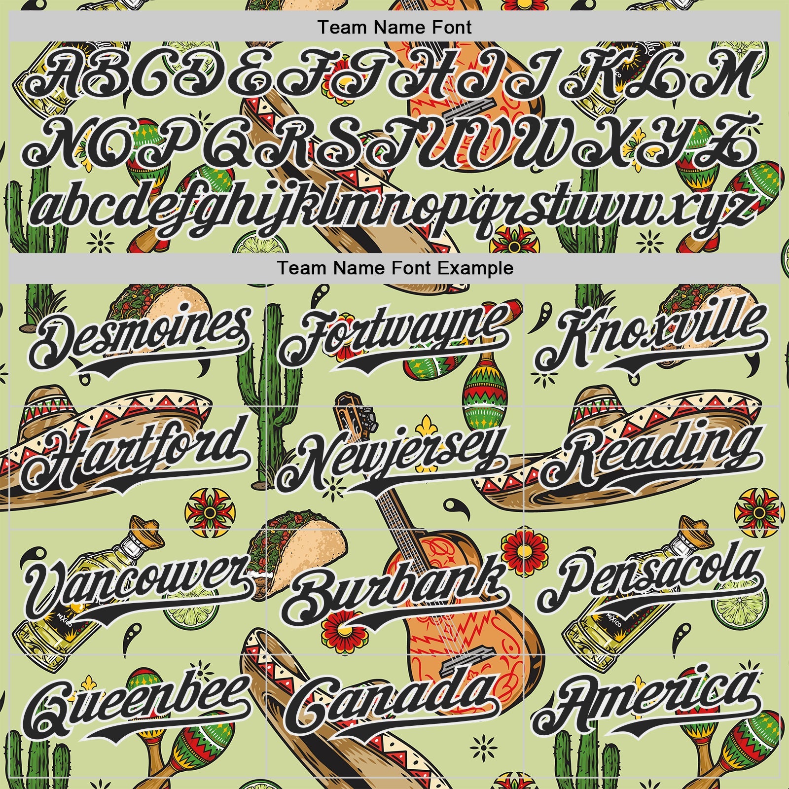 Custom Green Black-White Cinco de Mayo Fiesta Mexican Folk Art Guitar Cactus Taco Authentic Baseball Jersey view 4