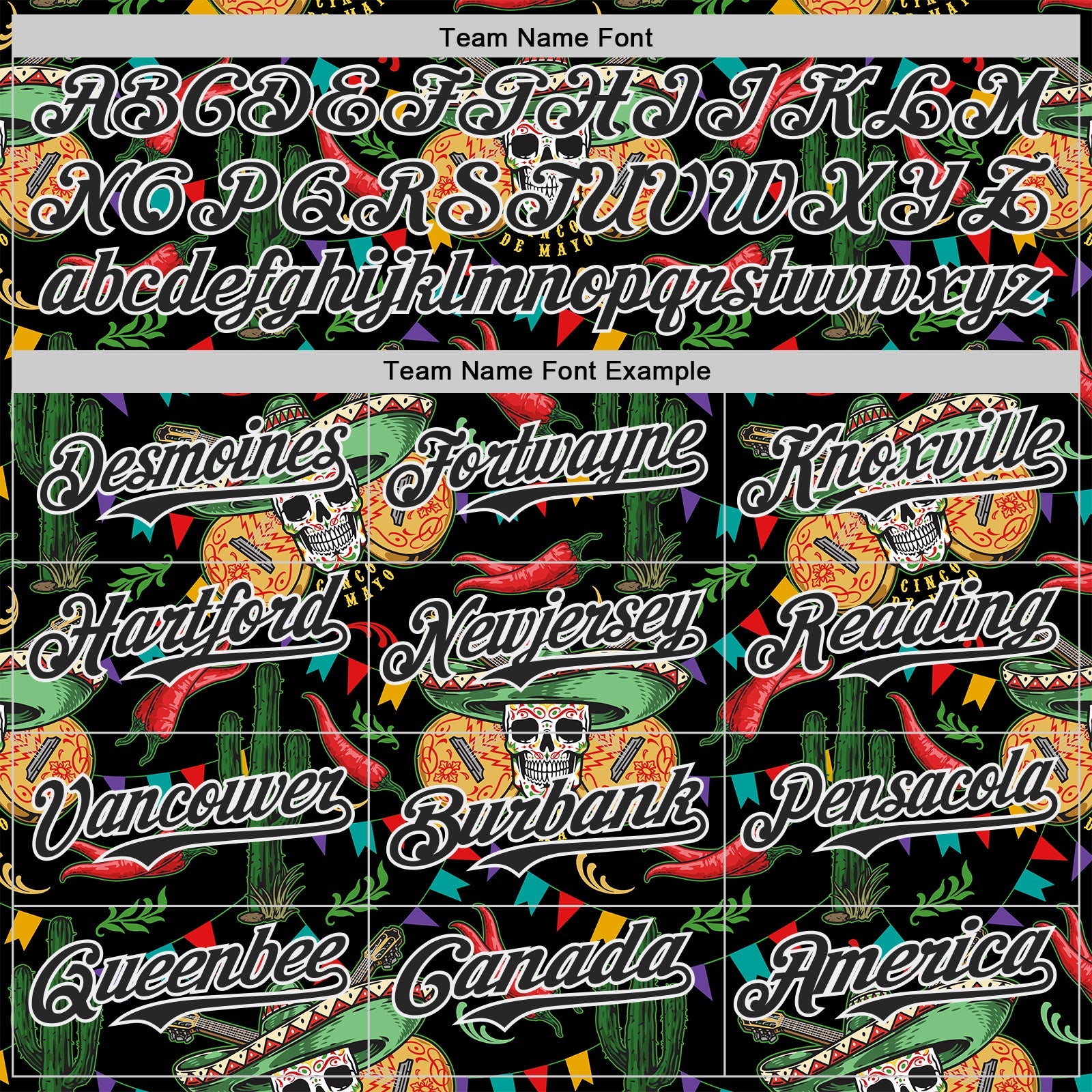 Custom Black-White Cinco de Mayo Sugar Skull Mexican Fiesta Cactus Authentic Baseball Jersey view 4