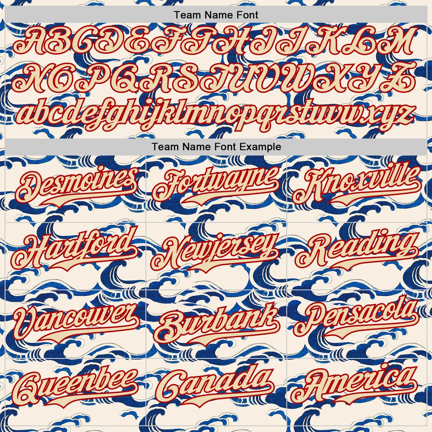Custom Cream Blue-Red Japanese Wave Authentic Baseball Jersey view 4