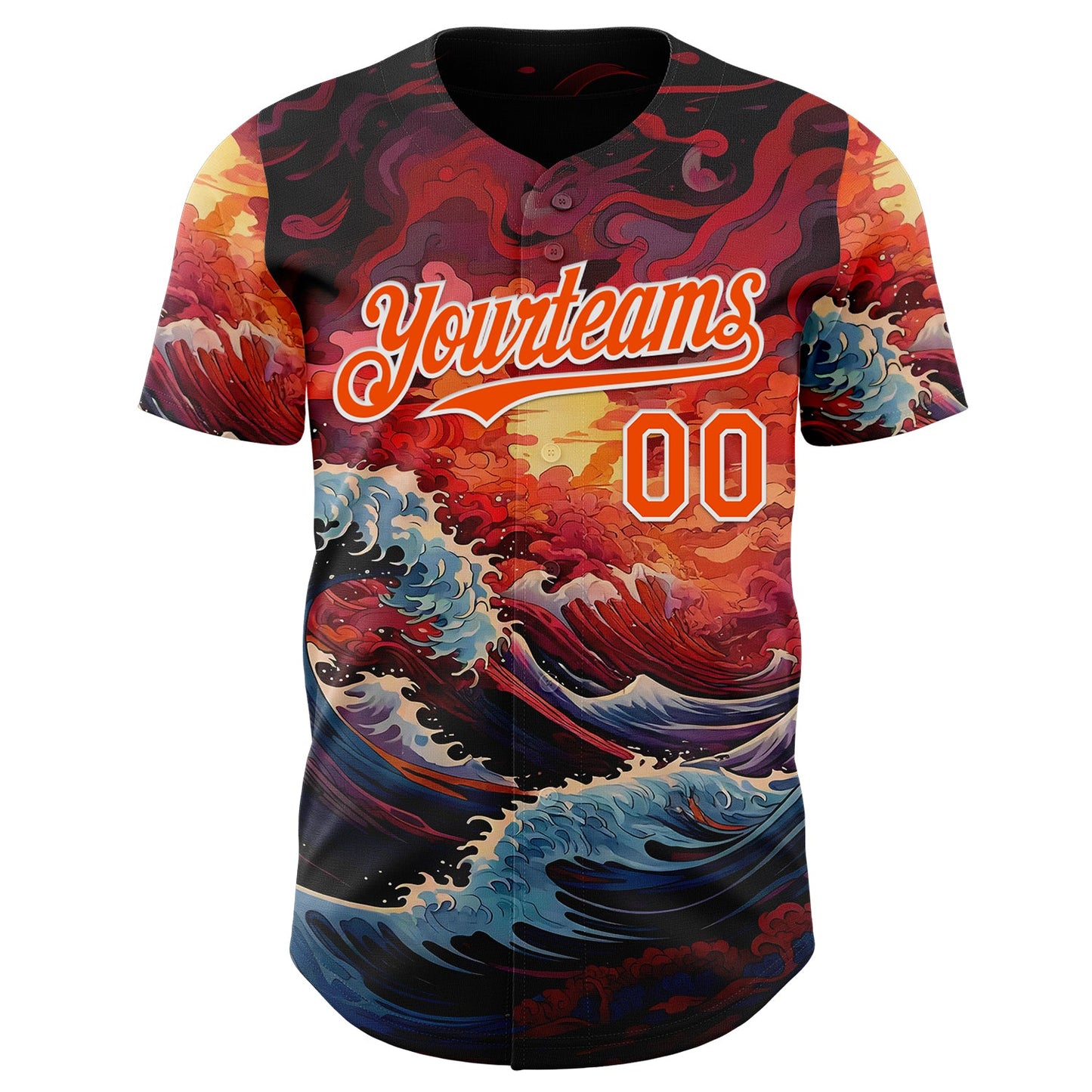 Custom Orange-White Japanese Wave Authentic Baseball Jersey view 2